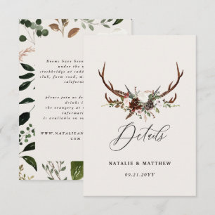 Rustieke Bos Bruiloft Details Kaart met Geweien