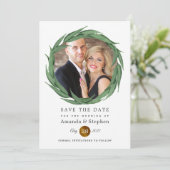 Rustieke bos bruiloft groen save the date (Staand voorkant)