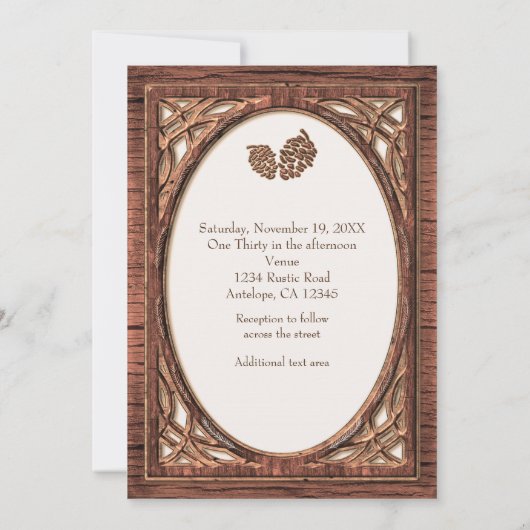 Rustieke bos dennenappel en boom tweekleurige uitn kaart (Achterkant)