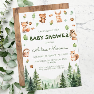Rustieke Bos Dieren Woodland Baby Jongen Douche Kaart