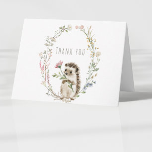 Rustieke Bos Egel Waterverf Baby Shower Bedankkaart