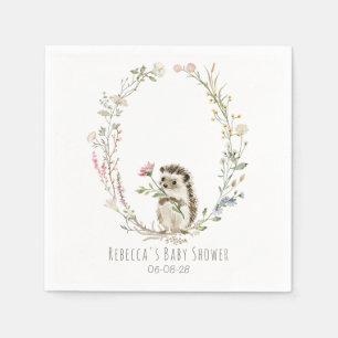 Rustieke Bos Egel Waterverf Baby Shower Servet