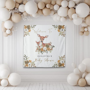 Rustieke bos herten baby shower wandkleed