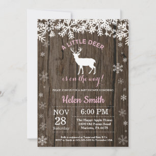 Rustieke bos herten winter meisje baby shower kaart