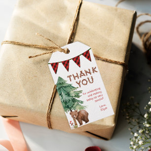 Rustieke bos-houten bedankkaartjes voor verjaardag cadeaulabel