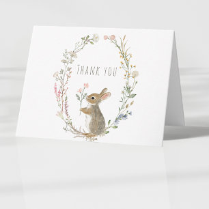 Rustieke Bos Konijn Watercolor Baby Shower Bedankkaart