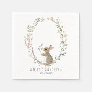 Rustieke Bos Konijn Waterverf Baby Shower Servet