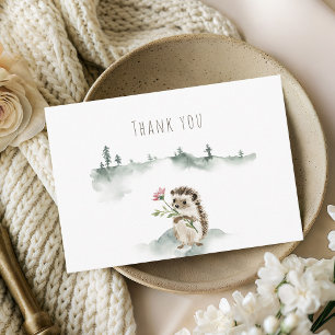 Rustieke Bos Landschap Egeltje Aquarel Baby Shower Bedankkaart