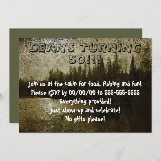 Rustieke bos met meer uitnodiging (Voorkant / Achterkant)