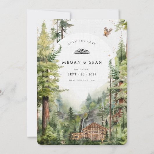 Rustieke bos waterval bruiloft | De datum opslaan Save The Date (Voorkant)