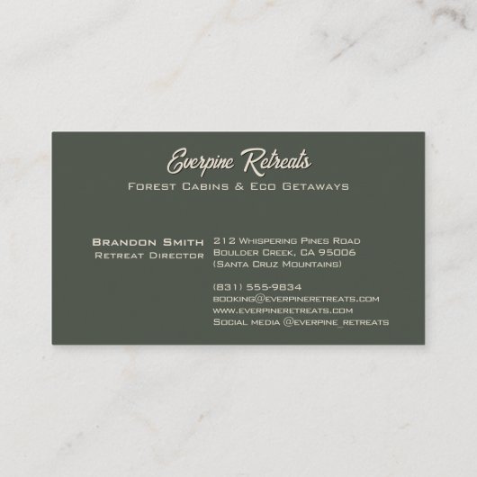 Rustieke bos waterverf glamping host visitekaartje (Achterkant)