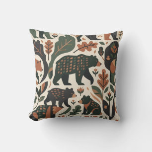 Rustieke bosbeer folk art patroon kussen