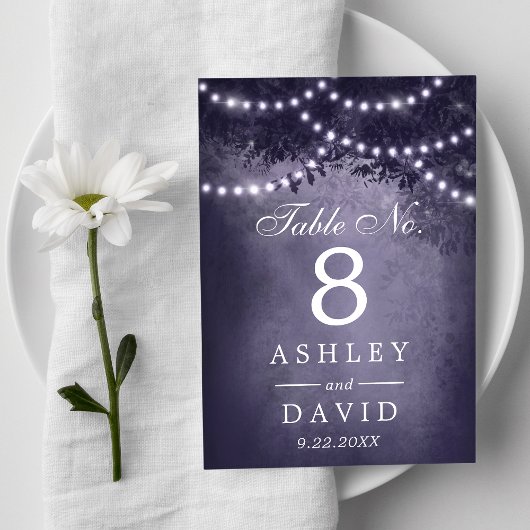 Rustieke bosboom string van lichten Paarse Kaart