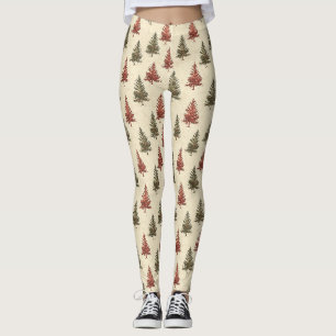 Rustieke bosdennenbomen olijf terracotta crème leggings