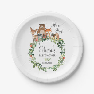 Rustieke bosdieren Baby shower jongen meisje Papieren Bordje