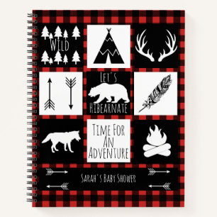Rustieke bosdieren Buffalo Plaid Baby shower Notitieboek