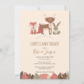 Rustieke Bosdieren Koppel Bos Baby Shower Kaart (Voorkant)