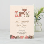 Rustieke Bosdieren Koppel Bos Baby Shower Kaart (Staand voorkant)