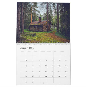 Rustieke boshuisjes & knusse blokhutten natuurfoto kalender