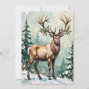 Rustieke Bosrendier Elegante Kerst Kunst Feestdagenkaart