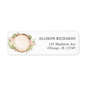 Rustieke bosrijke blush roze wit bloemenhouten pla etiket (Voorkant)