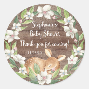 Rustieke bosrijke Sweet Deer Baby shower Favor Ronde Sticker