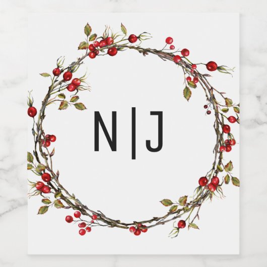 Rustieke Bossen Cranberry Berries Vakantie kranswi Wijn Etiket (Enkel label)