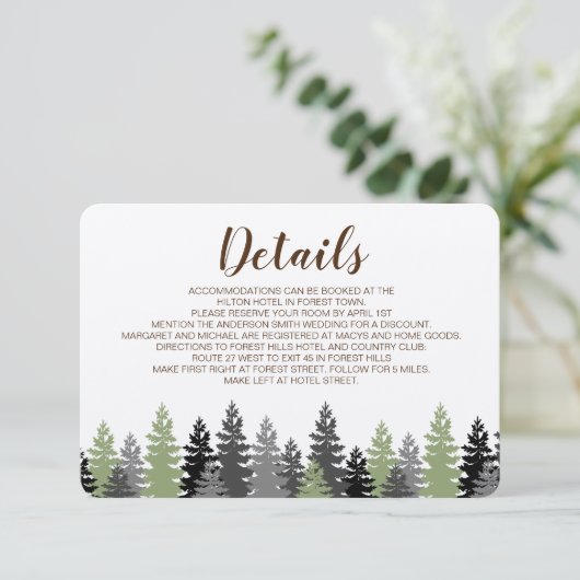 Rustieke Bossen Evergreen Pine Details Kaart (Staand voorkant)