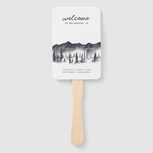 Rustieke Bossen gepersonaliseerde bruiloft program Handwaaier (Voorkant)