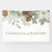 Rustieke bossen groen met pinecones en namen spandoek (Horizontaal)