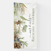 Rustieke bossen groen met pinecones spandoek (Verticaal)