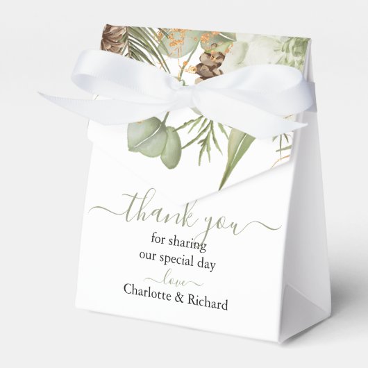 Rustieke bossen groen & pinecones bruiloft bedankdoosjes (Voorkant Zijde)