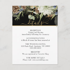 Rustieke bossen groen & pinecones op zwart informatiekaartje