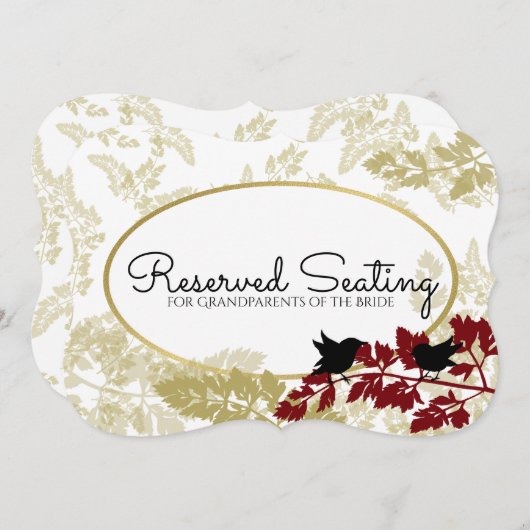Rustieke bosvogels bordeauxrood en goud gereservee kaart (Voorkant / Achterkant)