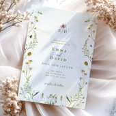 Rustieke botanische bloemen bijen bruiloft uitnodi kaart