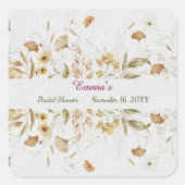 Rustieke Botanische Bruiloft Uitnodiging Aangepast Vierkante Sticker (Voorkant)