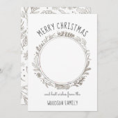 Rustieke Botanische Cirkel Foto Vrolijk Kerstfeest (Voorkant / Achterkant)