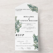 Rustieke Botanische eucalyptus bruiloft All In One Uitnodiging (Binnen)