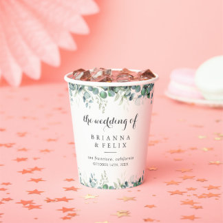 Rustieke Botanische Eucalyptus Groene Huwelijk Papieren Bekers