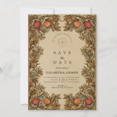 Rustieke botanische granaatappel bruiloft save the date (Voorkant)