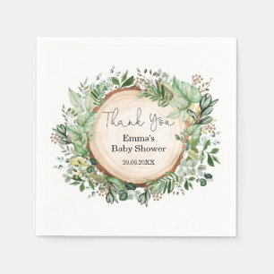 Rustieke Botanische Groene Baby Shower Neutraal Servet
