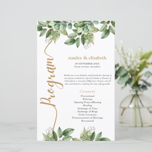 Rustieke Botanische Groene & Gouden Bladgroen Brui (Staand voorkant)