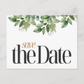 Rustieke Botanische Groene & Gouden Bladgroen Brui Aankondigingskaart (Voorkant)