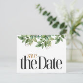 Rustieke Botanische Groene & Gouden Bladgroen Brui Aankondigingskaart (Staand voorkant)