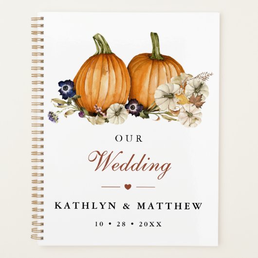 Rustieke Botanische herfst pompoen herfst bruiloft Planner (Voorkant)