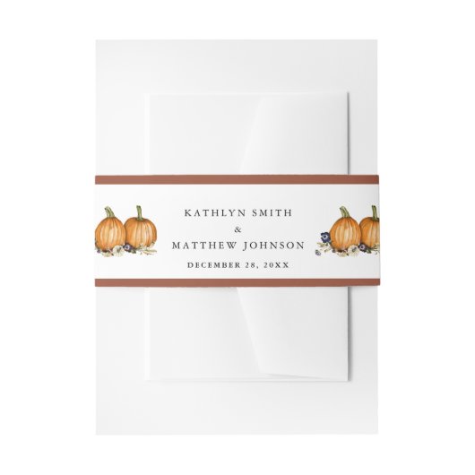 Rustieke Botanische herfst pompoen herfst bruiloft Uitnodigingen Wikkel (Voorkant Voorbeeld)