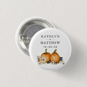 Rustieke botanische herfstpompoen herfstbruiloft ronde button 3,2 cm (Voorkant /achterkant)