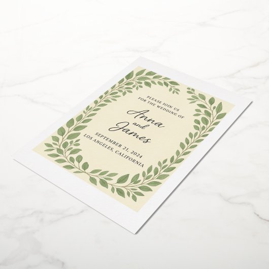 Rustieke Botanische Huwelijksuitnodiging – Eucalyp Folie Uitnodiging (Gedraaid)