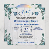 Rustieke botanische monogram aangepaste trouwdag kaart (Voorkant / Achterkant)