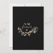 Rustieke Botanische Monogram Zwart Bruiloft Kaart (Achterkant)